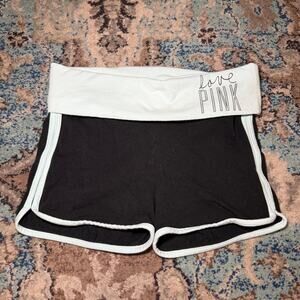 pink fold over yoga shorts